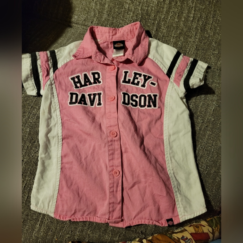 Harley-Davidson‎ pink girls size 5 button up shirt